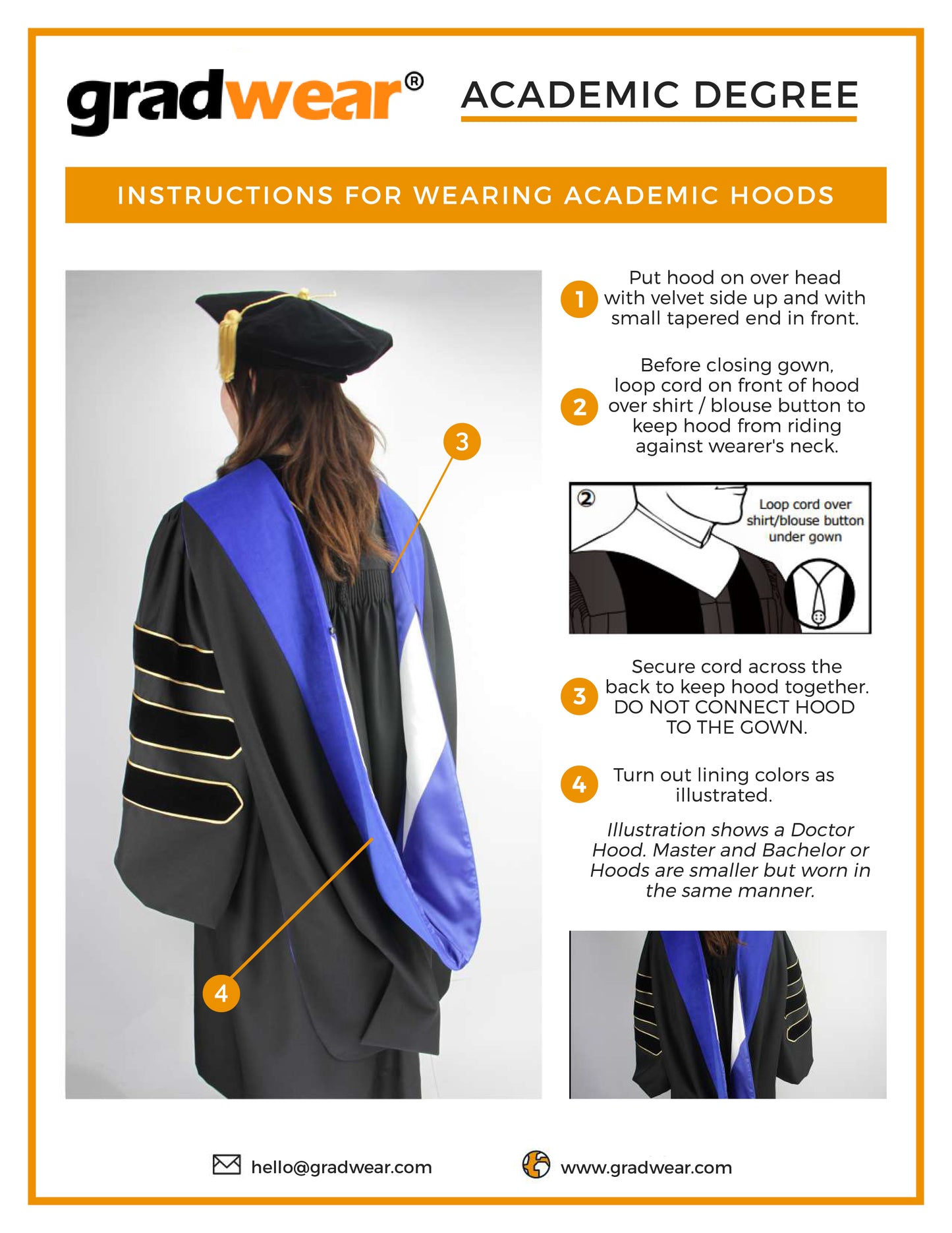 Deluxe Bachelors/Master Hood - White Velvet, Red & White