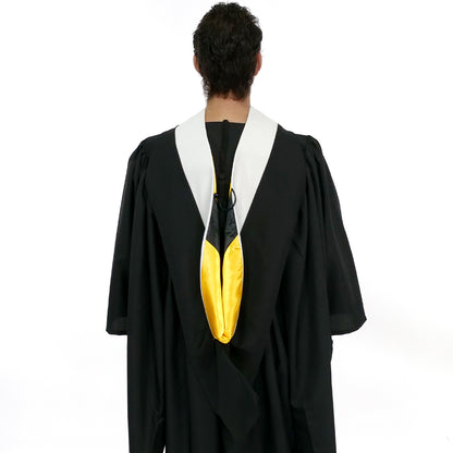 Deluxe Bachelors/Master Hood - White Velvet, Golden Yellow & Black