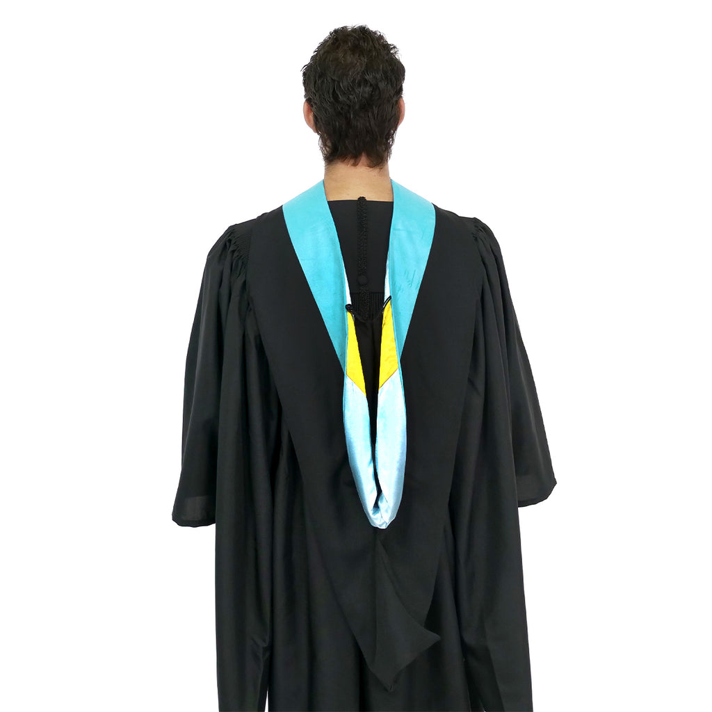 Deluxe Bachelors/Master Hood - Light Blue Velvet, Light Blue & Golden Yellow