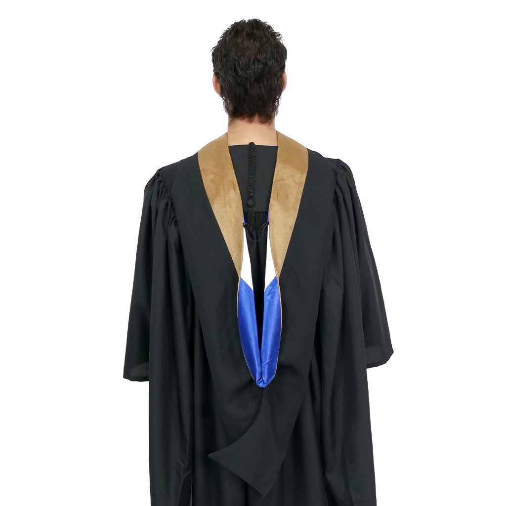 Deluxe Bachelors/Master Hood - Drab Velvet, Royal Blue & White