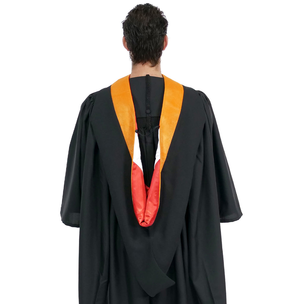 Deluxe Bachelors/Master Hood - Apricot Velvet, Red & White