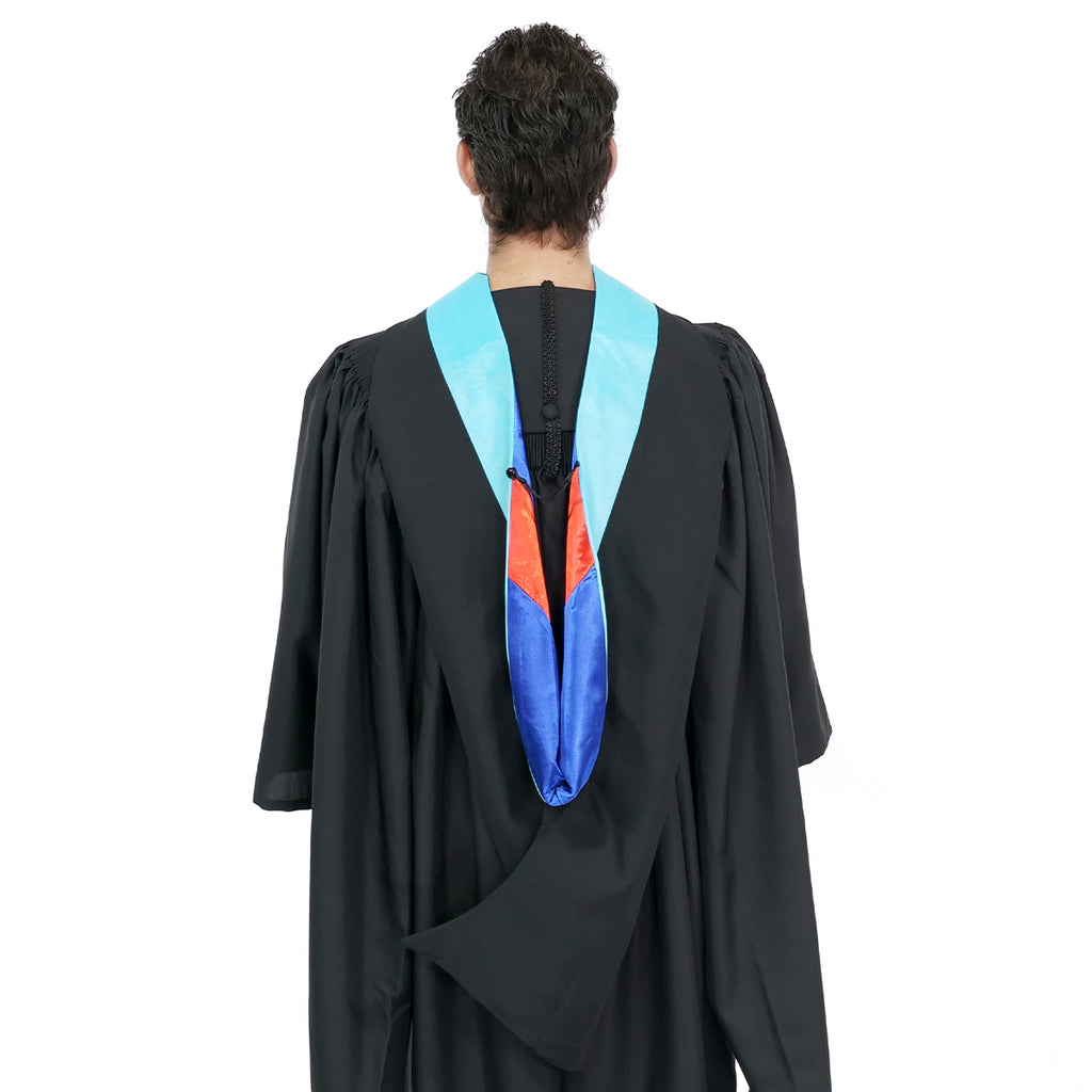 Deluxe Bachelors/Master Hood - Light Blue Velvet, Royal Blue & Red