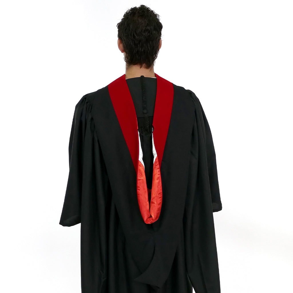 Deluxe Bachelors/Master Hood - Scarlet Velvet, Red & White