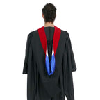 Deluxe Bachelors/Master Hood - Scarlet Velvet, Royal Blue & White