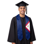 American Samoa flag graduation stole, satin sash with printed American Samoa flag
