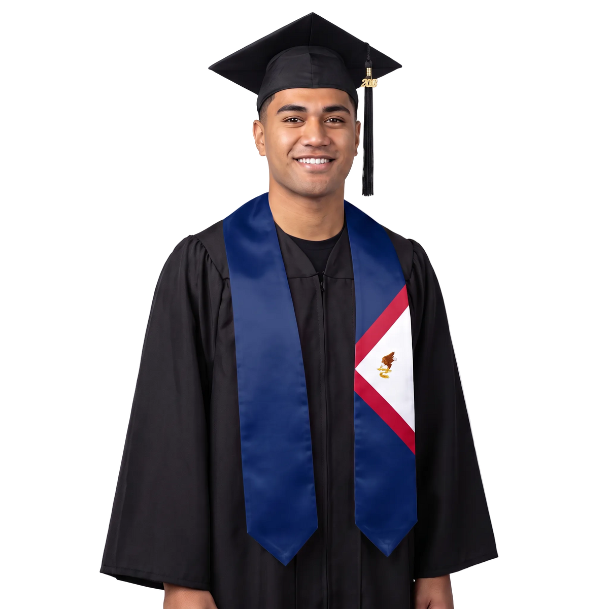 American Samoa flag graduation stole, satin sash with printed American Samoa flag
