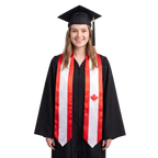 Canada flag graduation stole, satin sash with printed Canadian flag
