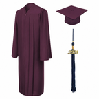 Matte Maroon Bachelors Cap & Gown with Navy  - Stellar College