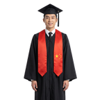 China flag graduation stole, satin sash with printed Chinese flag
