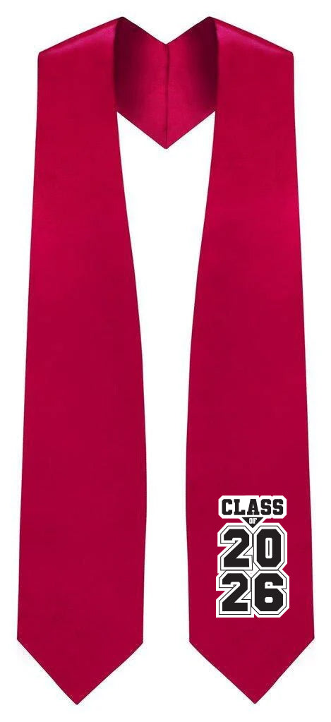 Red "Class of 2025/2026" Graduation Stole