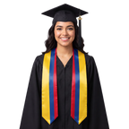 Colombia graduation stole, white satin sash with Colombia flag
