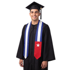 Cuba flag graduation stole, satin sash with printed Cuban flag

