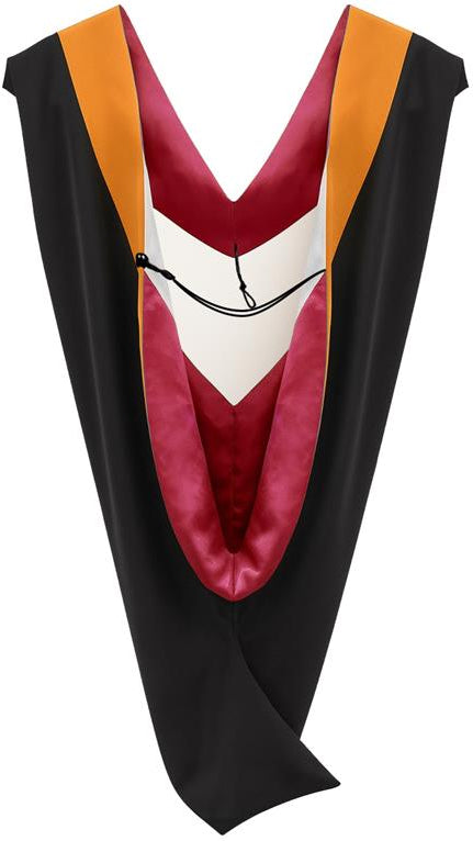 Deluxe Bachelors/Master Hood - Apricot Velvet, Red & White