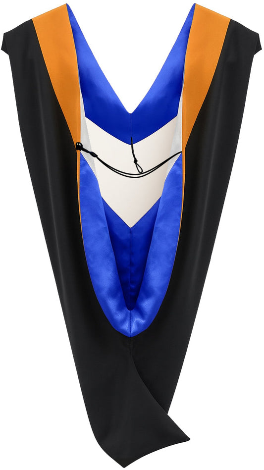 Deluxe Bachelors/Master Hood - Apricot Velvet, Royal Blue & White