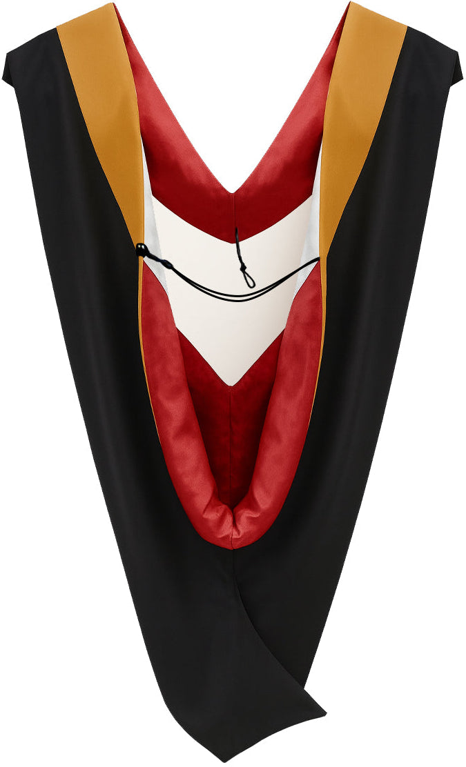 Deluxe Bachelors/Master Hood - Drab Velvet, Red & White