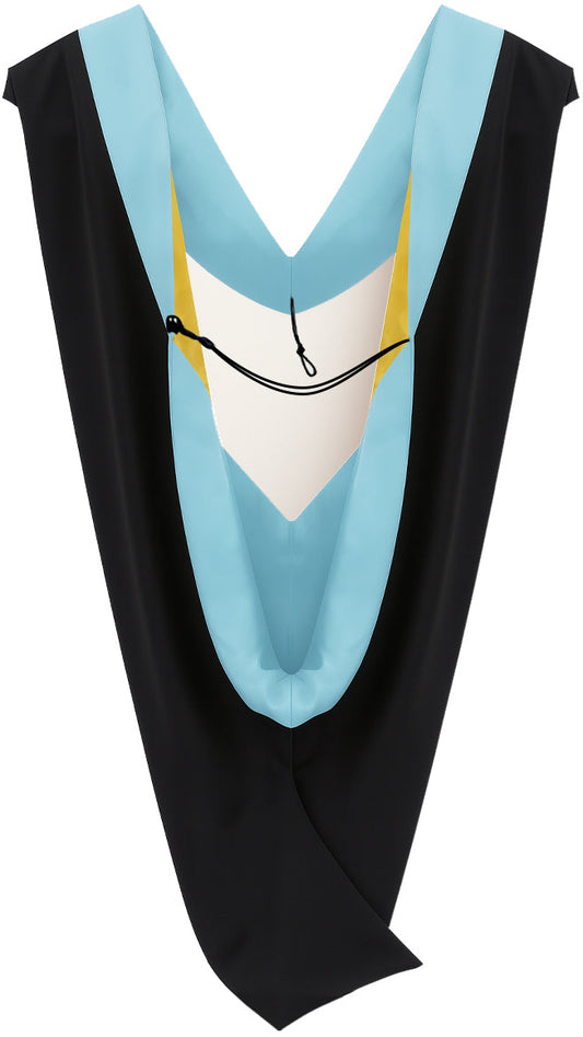 Deluxe Bachelors/Master Hood - Light Blue Velvet, Light Blue & Golden Yellow