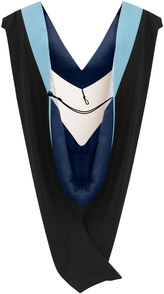 Deluxe Bachelors/Master Hood - Light Blue Velvet, Navy & White