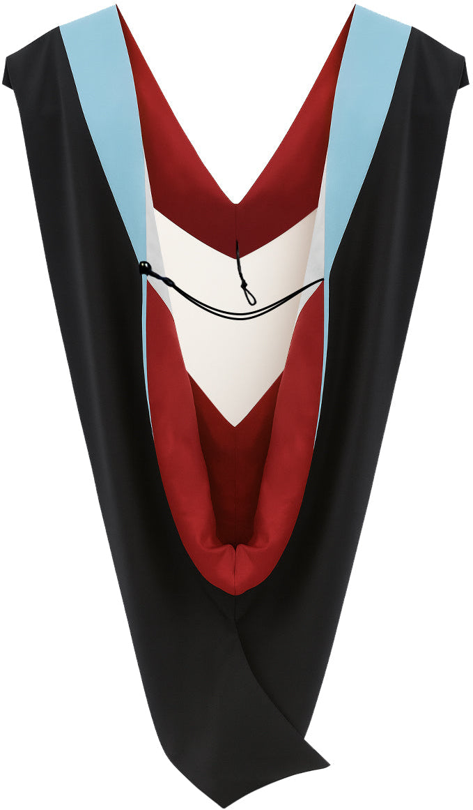 Deluxe Bachelors/Master Hood - Light Blue Velvet, Red & White