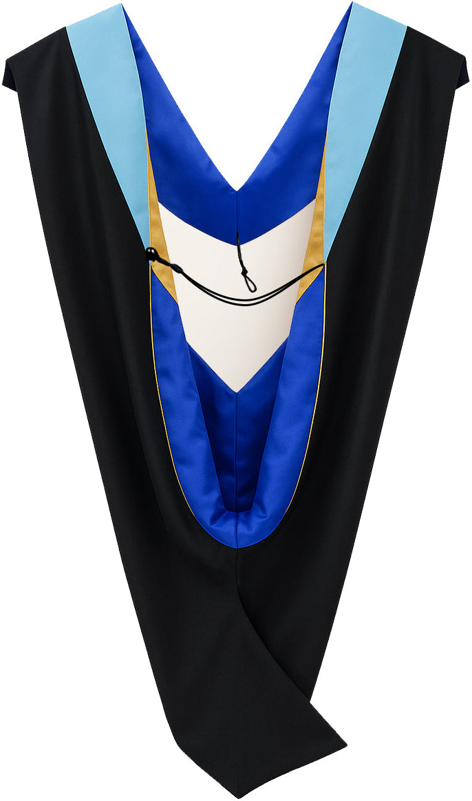 Deluxe Bachelors/Master Hood - Light Blue Velvet, Royal Blue & Golden Yellow
