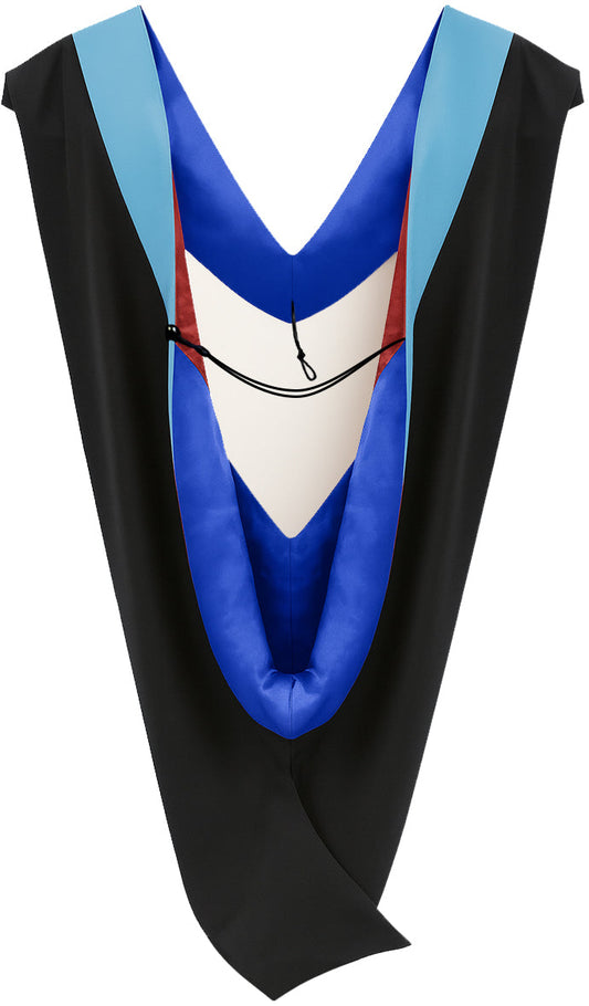 Deluxe Bachelors/Master Hood - Light Blue Velvet, Royal Blue & Red