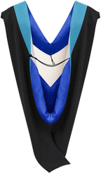 Deluxe Bachelors/Master Hood - Peacock Blue Velvet, Royal Blue & White