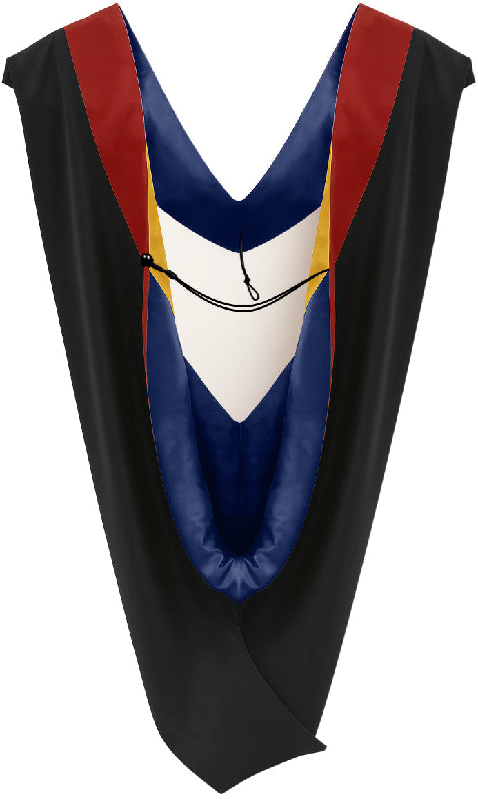Deluxe Bachelors/Master Hood - Scarlet Velvet, Dark Blue & Golden Yellow
