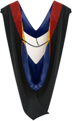 Deluxe Bachelors/Master Hood - Scarlet Velvet, Dark Blue & Golden Yellow