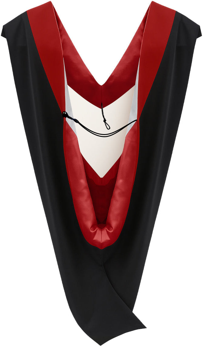 Deluxe Bachelors/Master Hood - Scarlet Velvet, Red & White