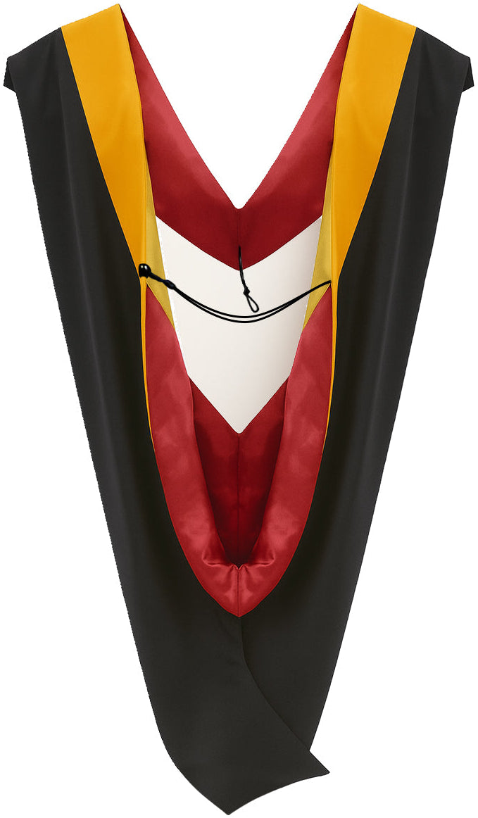Deluxe Bachelors/Master Hood - Science Gold Velvet, Red & Golden Yellow