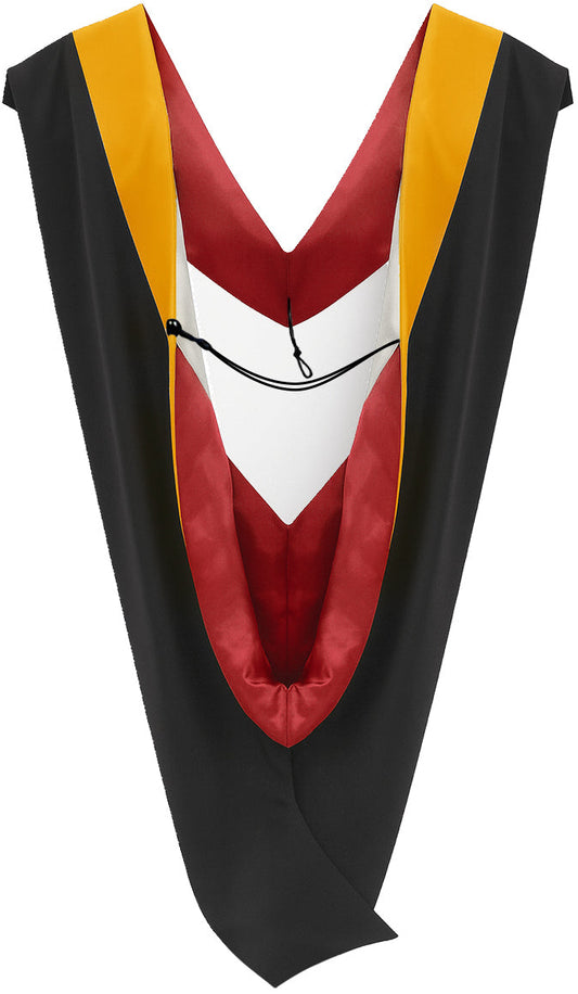 Deluxe Bachelors/Master Hood - Science Gold Velvet, Red & White