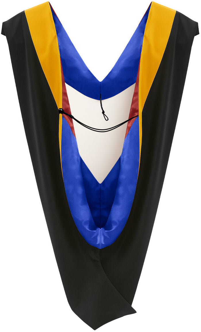 Deluxe Bachelors/Master Hood - Science Gold Velvet, Royal Blue & Red