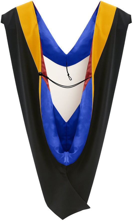 Deluxe Bachelors/Master Hood - Science Gold Velvet, Royal Blue & Red