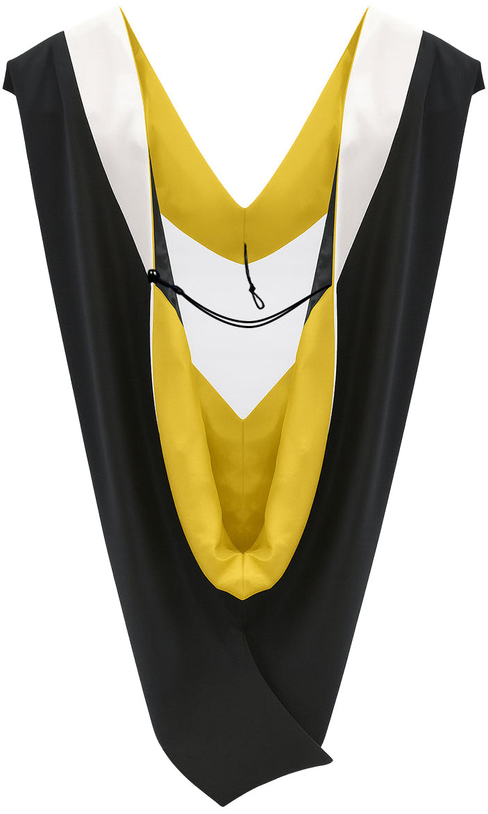 Deluxe Bachelors/Master Hood - White Velvet, Golden Yellow & Black