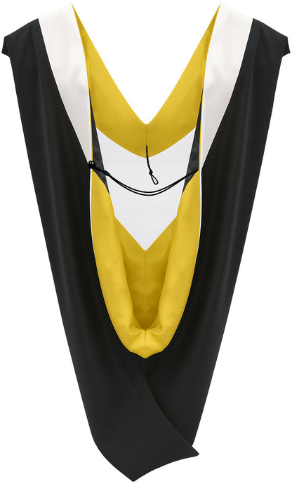 Deluxe Bachelors/Master Hood - White Velvet, Golden Yellow & Black