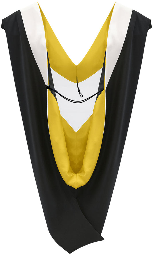 Deluxe Bachelors/Master Hood - White Velvet, Golden Yellow & Black