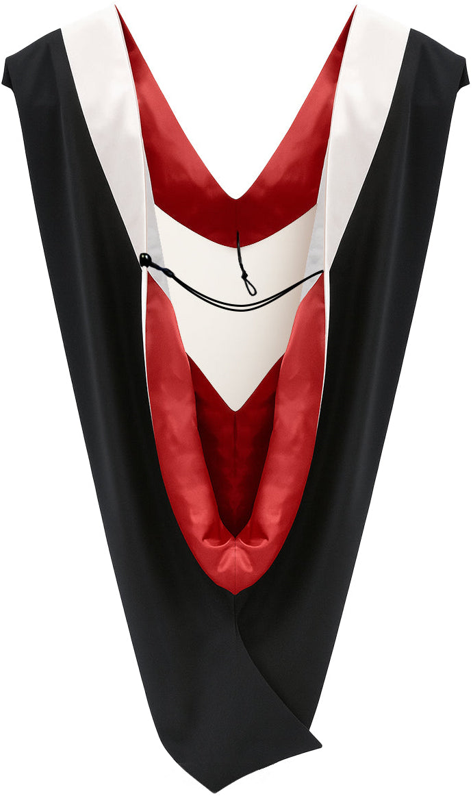 Deluxe Bachelors/Master Hood - White Velvet, Red & White