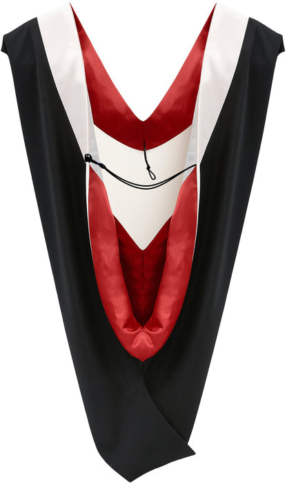 Deluxe Bachelors/Master Hood - White Velvet, Red & White