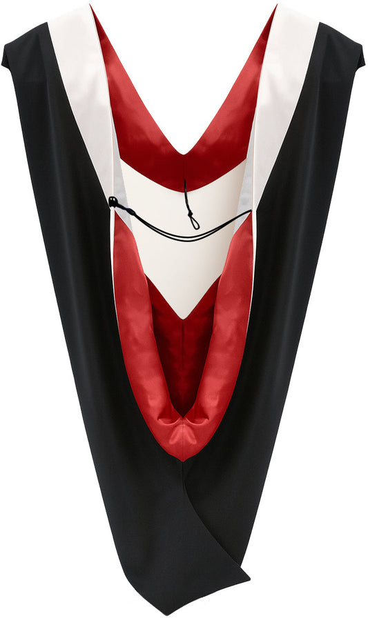 Deluxe Bachelors/Master Hood - White Velvet, Red & White