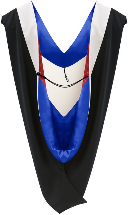 Deluxe Bachelors/Master Hood - White Velvet, Royal Blue & Red