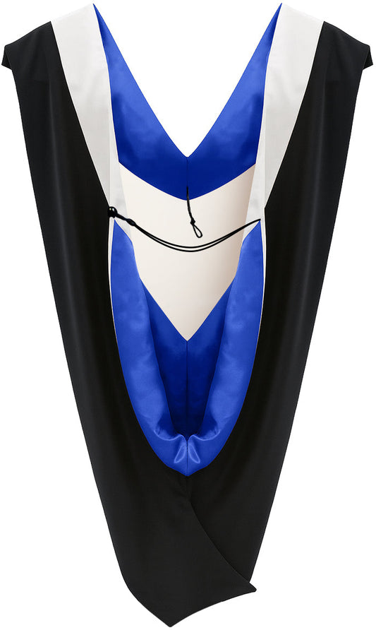 Deluxe Bachelors/Master Hood - White Velvet, Royal Blue & White