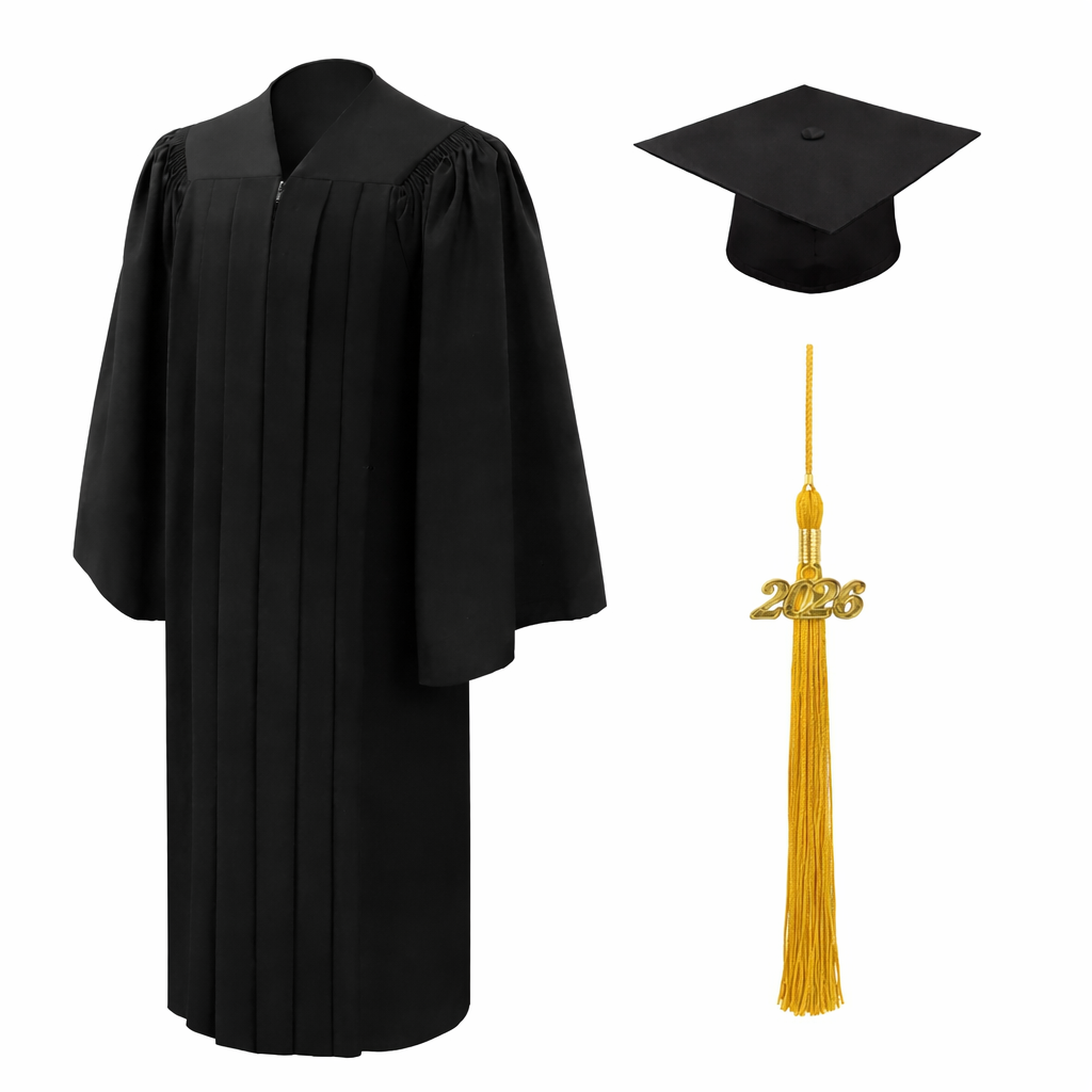 Deluxe Black Bachelors Graduation Cap & Gown - Washington Baptist Theological Seminary