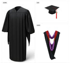 Deluxe Black Masters Graduation Cap, Gown & Hood - Washington Baptist Theological Seminary