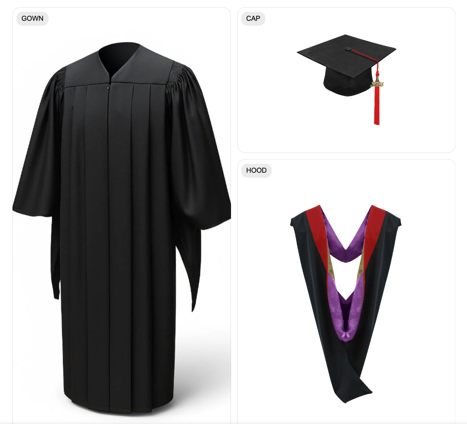 Deluxe Black Masters Graduation Cap, Gown & Hood - Washington Baptist Theological Seminary