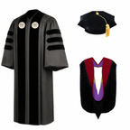 Deluxe Doctoral Graduation Tam, Gown with Crest & Hood - Washington Baptist Theological Seminary