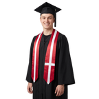 Denmark flag graduation stole, satin sash with printed Danish flag
