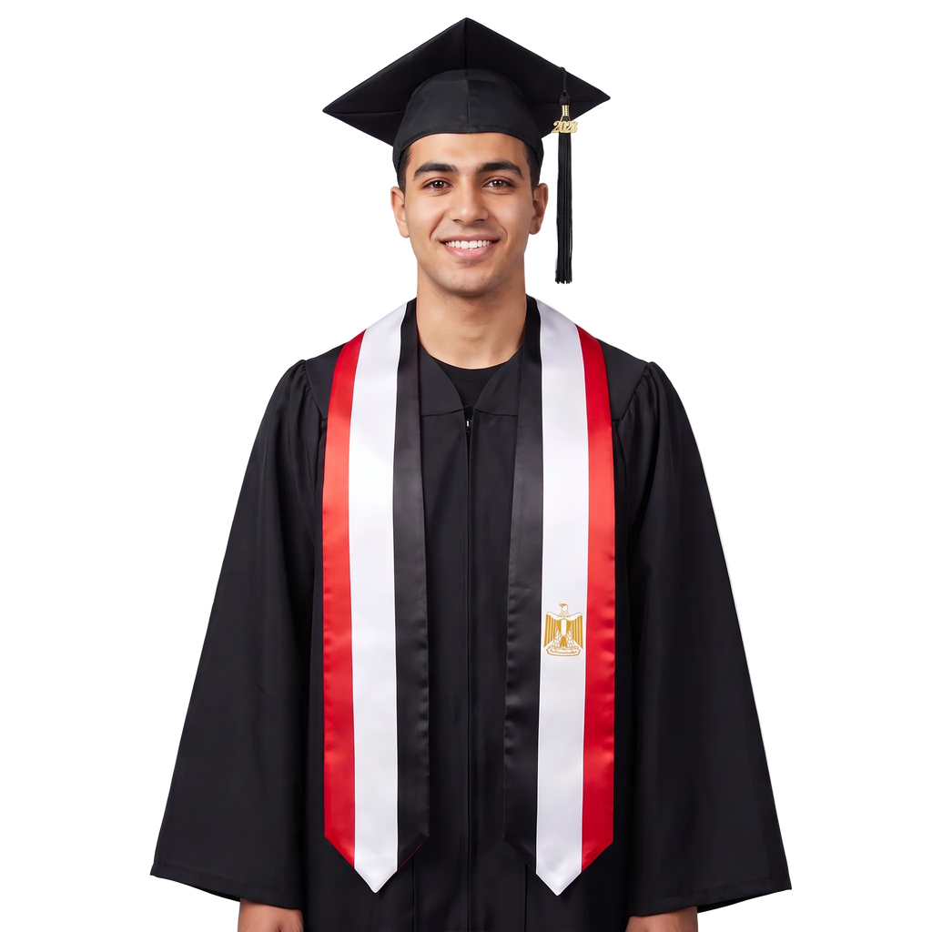 Egypt flag graduation stole, satin sash with printed Egyptian flag
