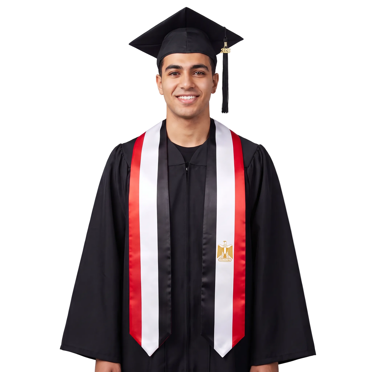Egypt flag graduation stole, satin sash with printed Egyptian flag
