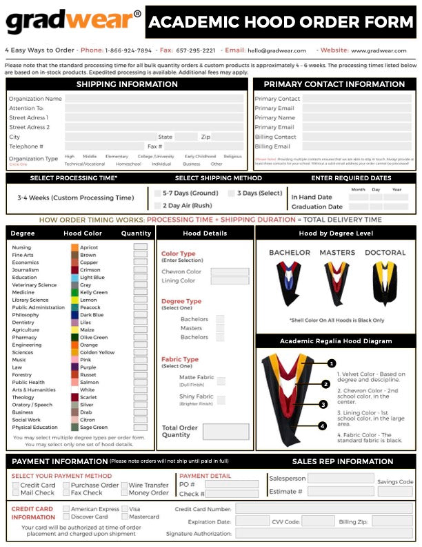 Grad Ring Order Form Order Forms – Gradwear