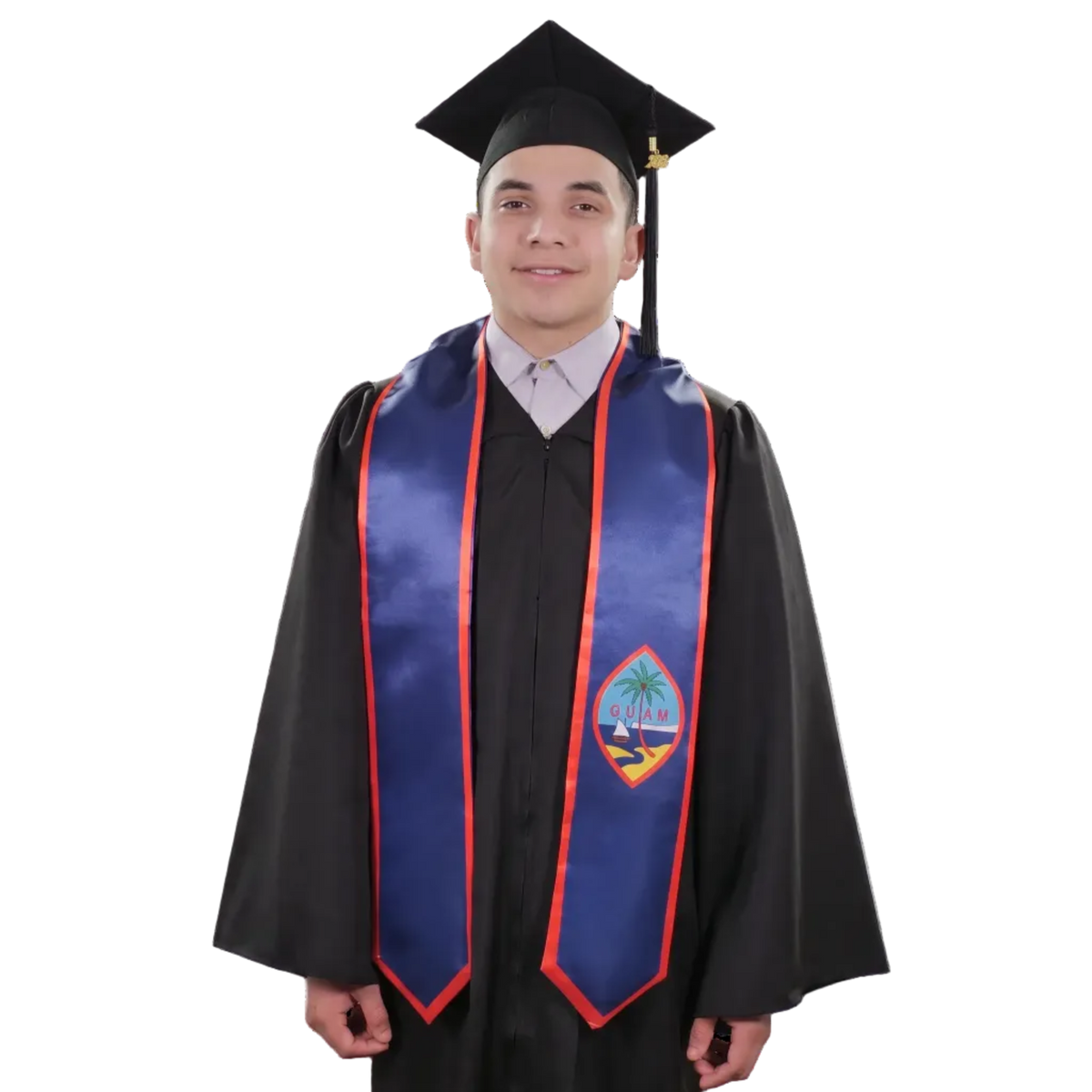 Guam flag graduation stole, satin sash with printed Guam flag
