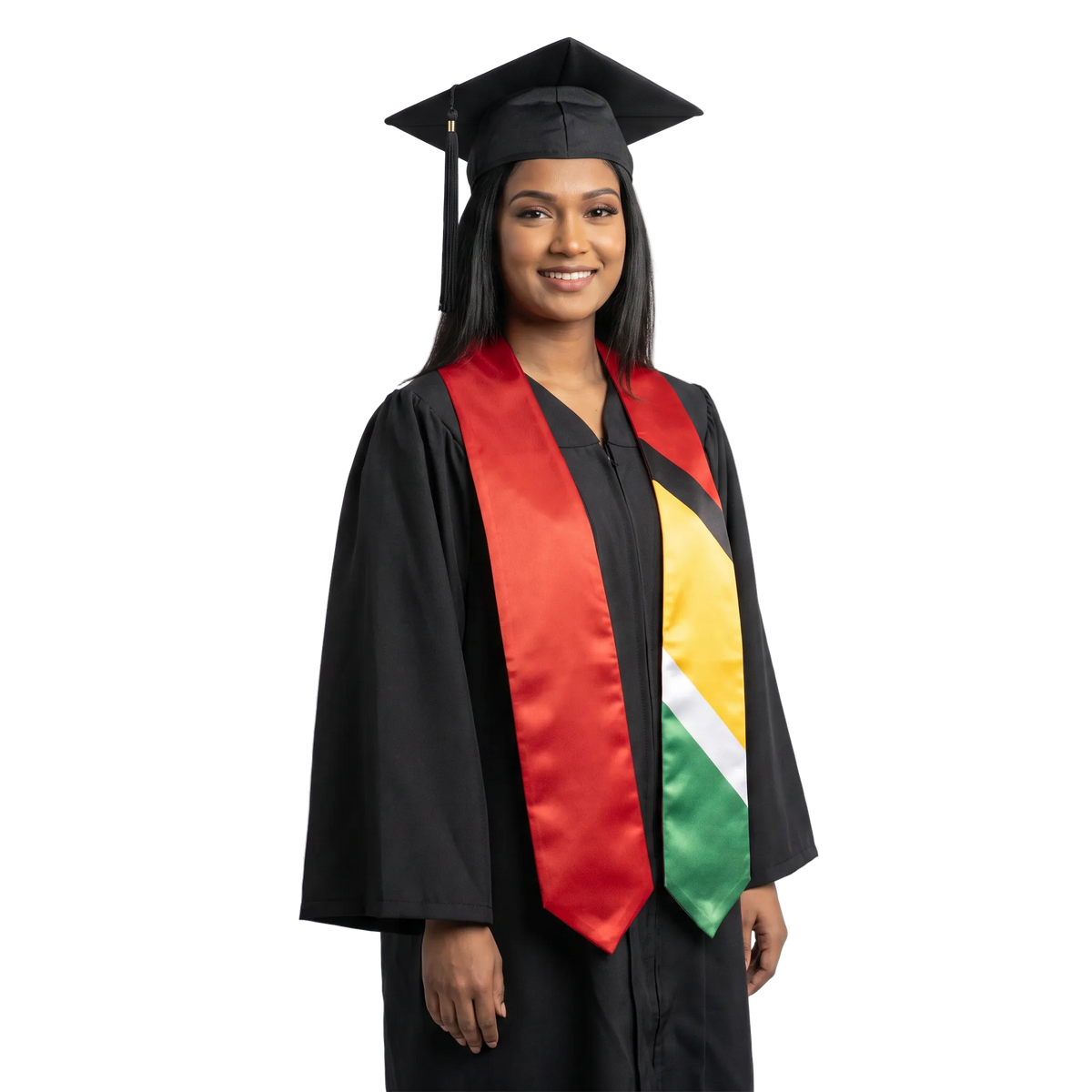 Guyana flag graduation stole, satin sash with printed Guyana flag
